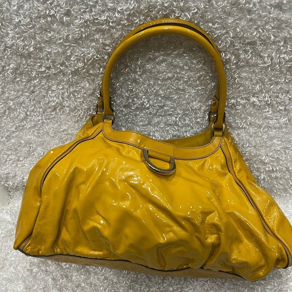 Gucci Patent Leather D Ring Top Handle Bag